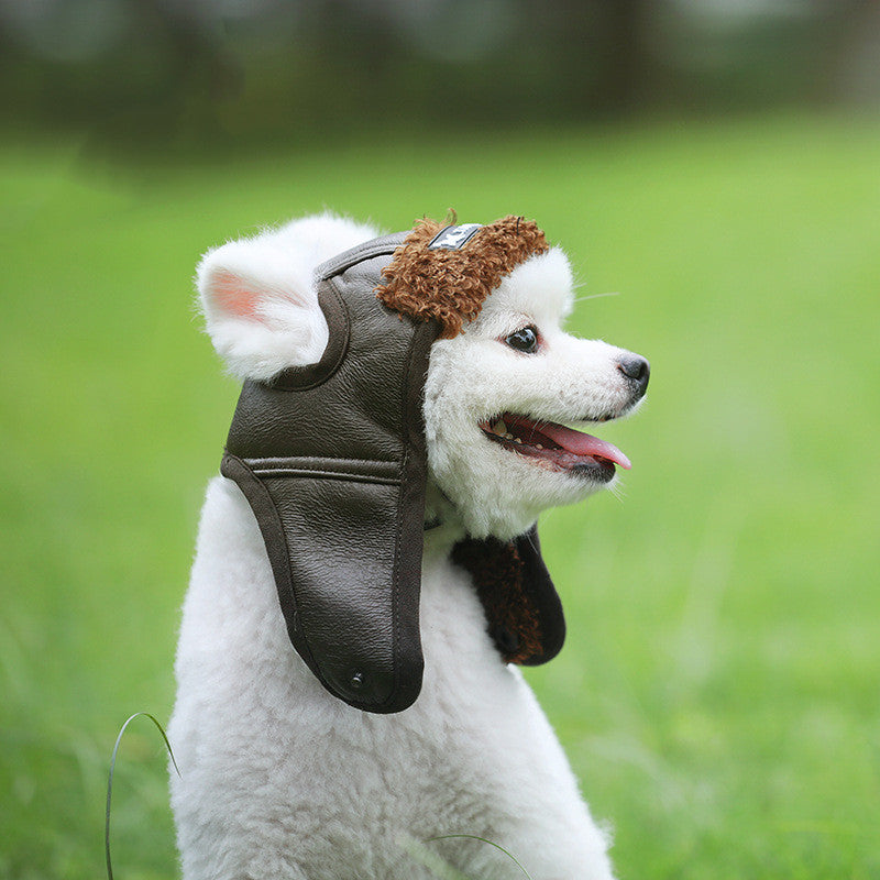 Dog Winter Pilot Hat with Ear Flaps for Cold Weather!