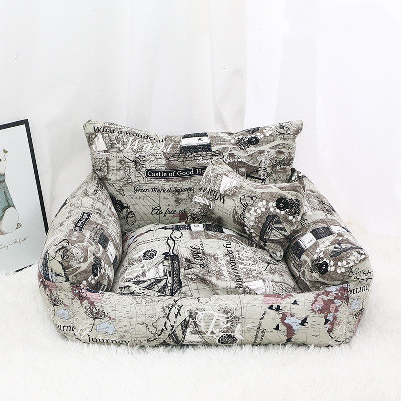 Pet Autumn And Winter Canvas Nest Sofa