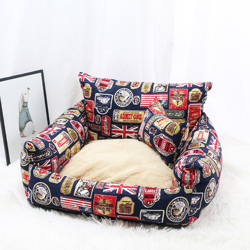 Pet Autumn And Winter Canvas Nest Sofa