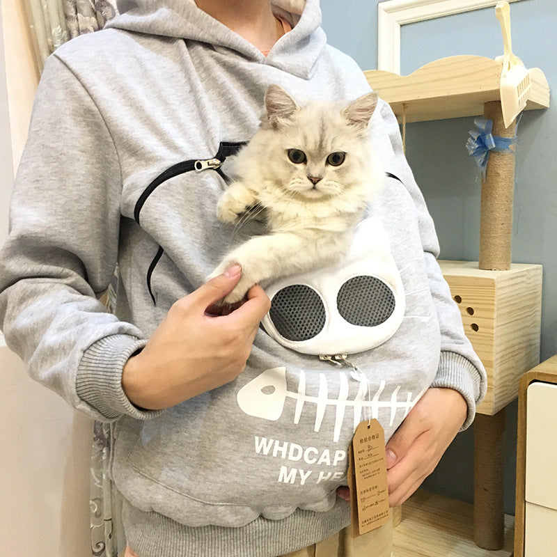 Women Hoodie Sweatshirt With Cat Pocket Design