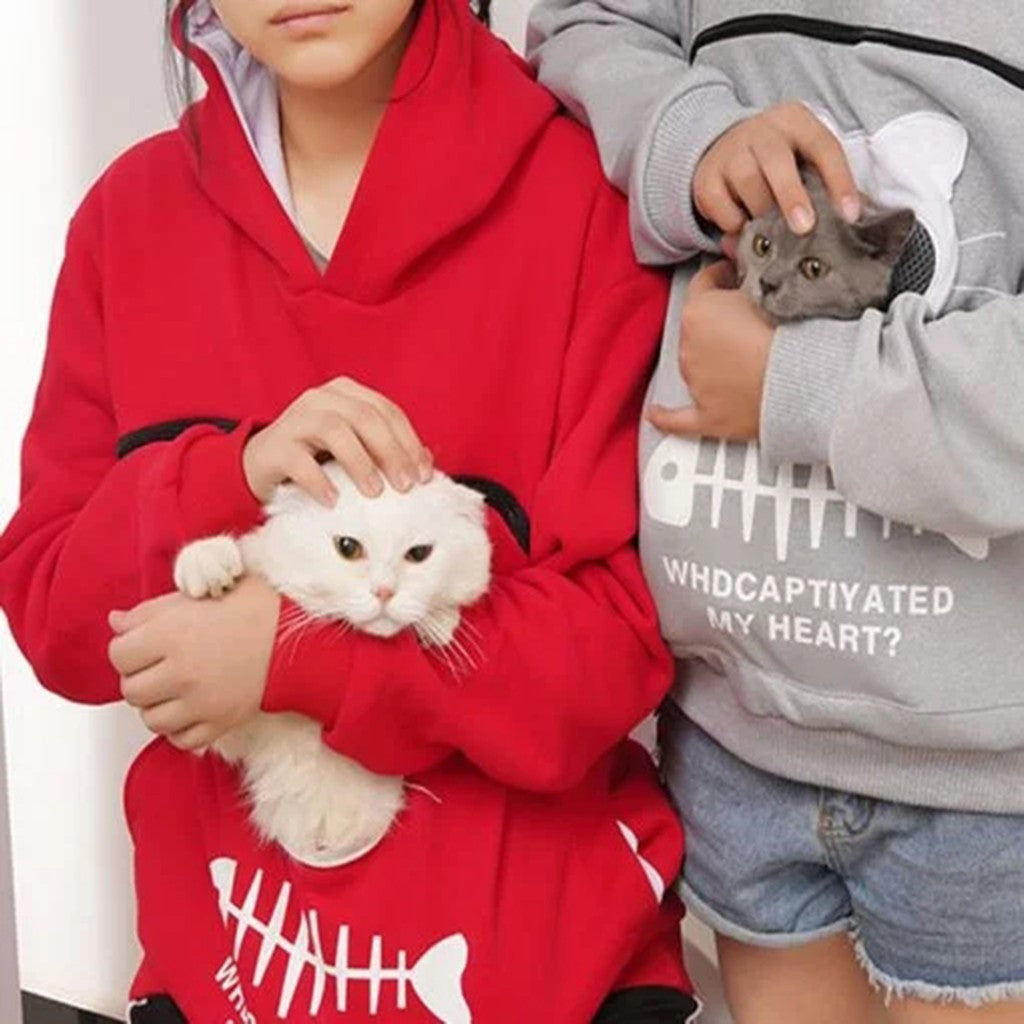 Women Hoodie Sweatshirt With Cat Pocket Design