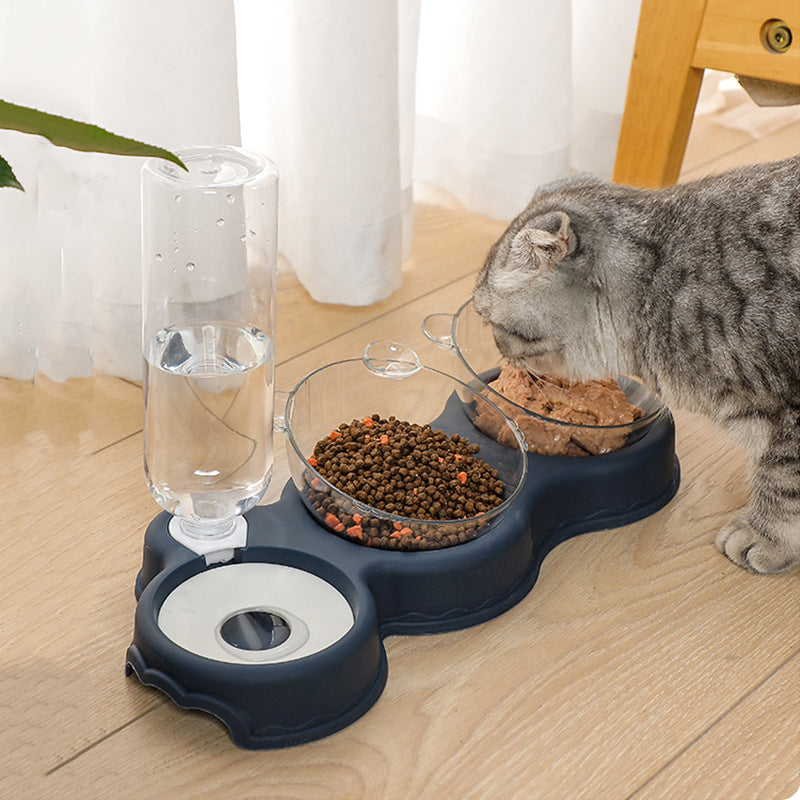 Three Bowls in One Cat Dog Multi-purpose Feeder And Waterer