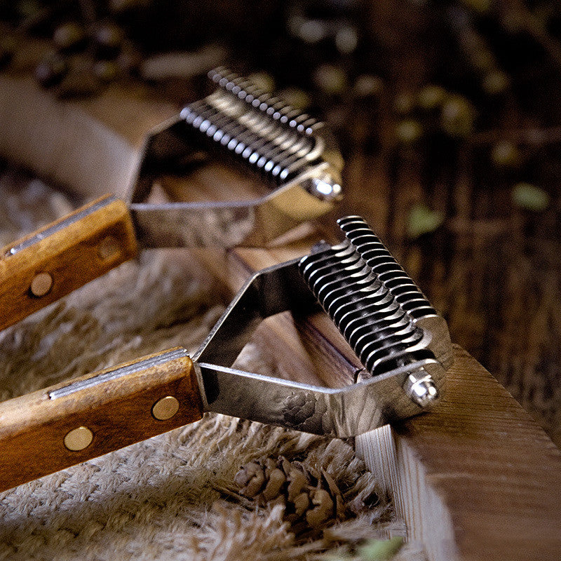 Pet Wood Comb And Hair Scraper