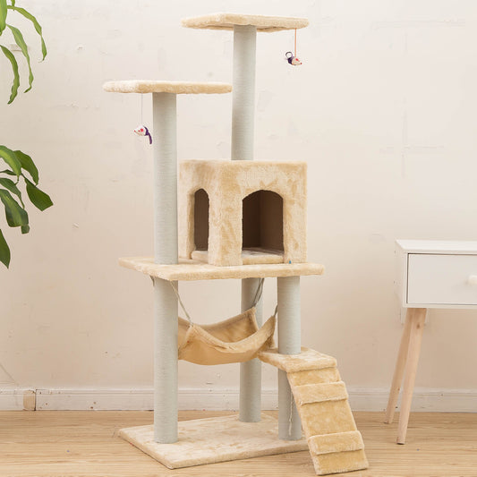 Cat Climbing Frame And Scratch Board With Toys