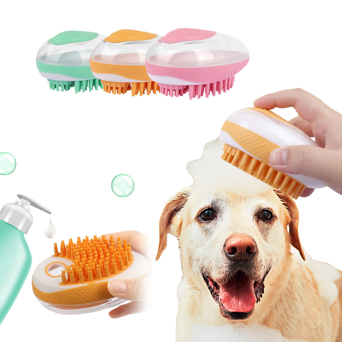 2-in-1 Dog And Cat Bath Brush And Pets Shower Hair Grooming Comb