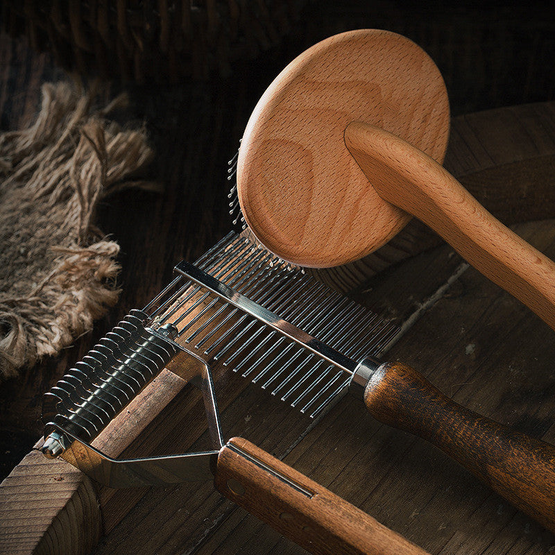 Pet Wood Comb And Hair Scraper